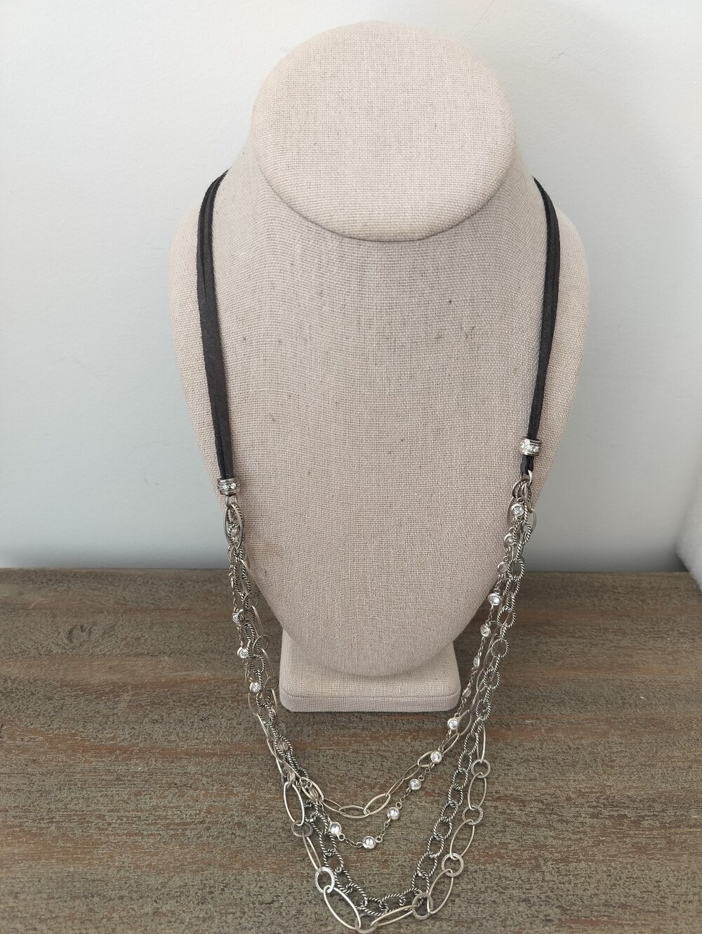Silpada Sterling Silver Everlastin  Multi Chain Necklace in Black Cord